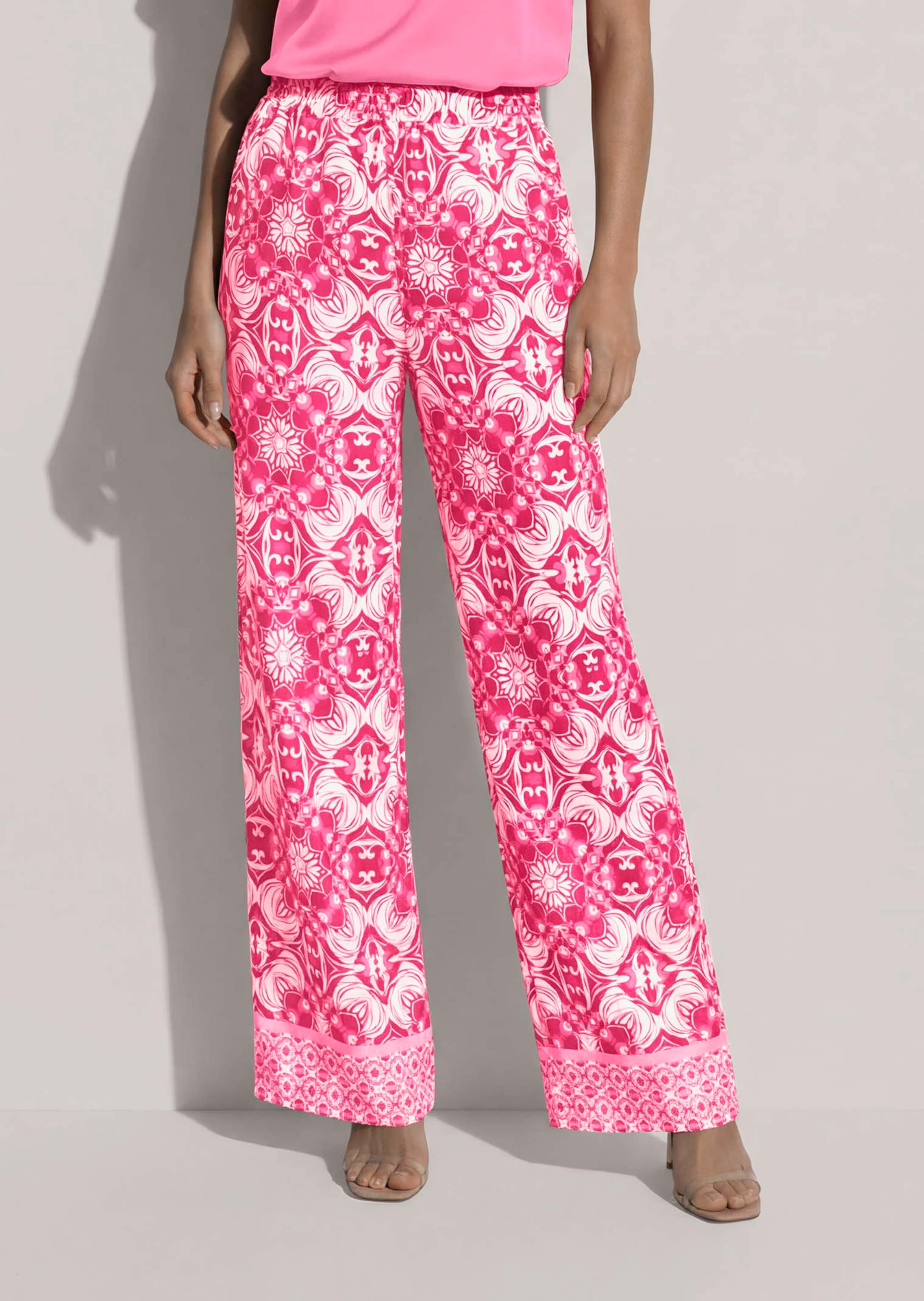 Wide-leg summer trousers with unique print