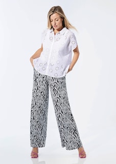 Kurzarm Bluse mit Loch-Muster thumbnail 2