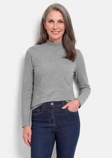 Shirt met lange mouwen en opstaande kraag, van katoen thumbnail 1