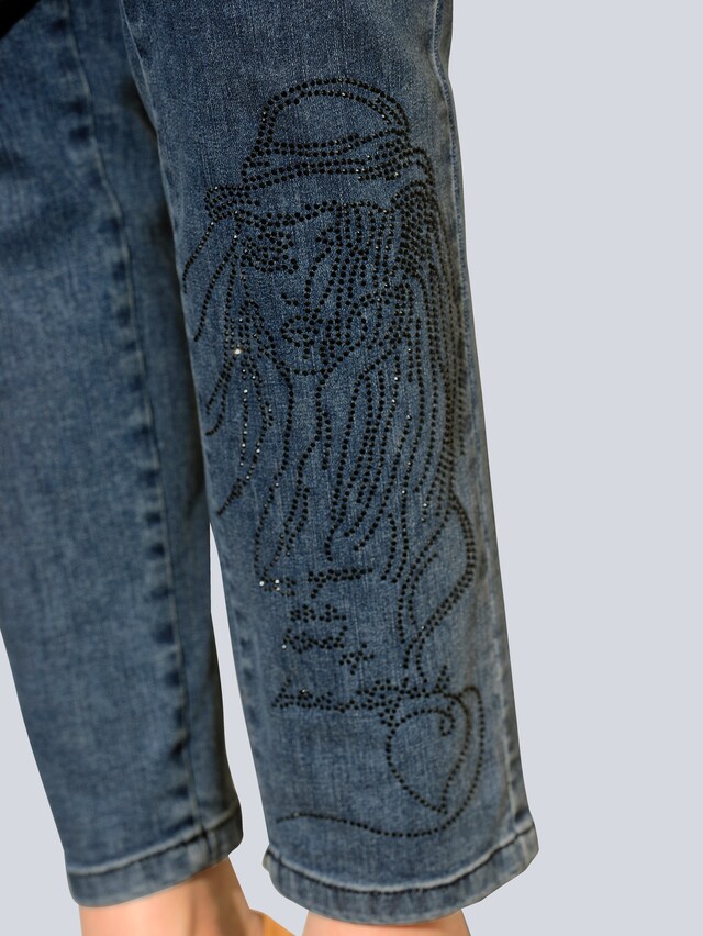 Jeans mit Steinchenmotiv am Bein 2