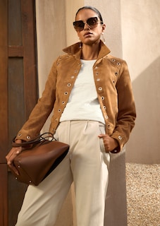 Velours-Lederjacke mit Ösen thumbnail 7