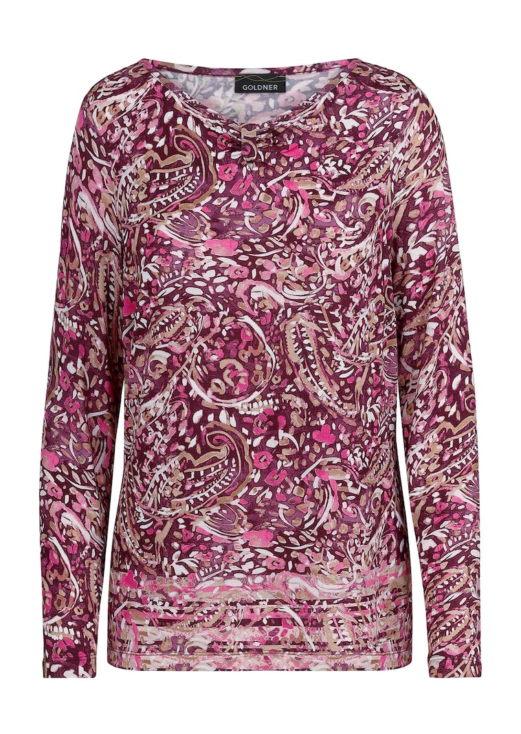 Shirt van viscose-jersey met lange mouwen
