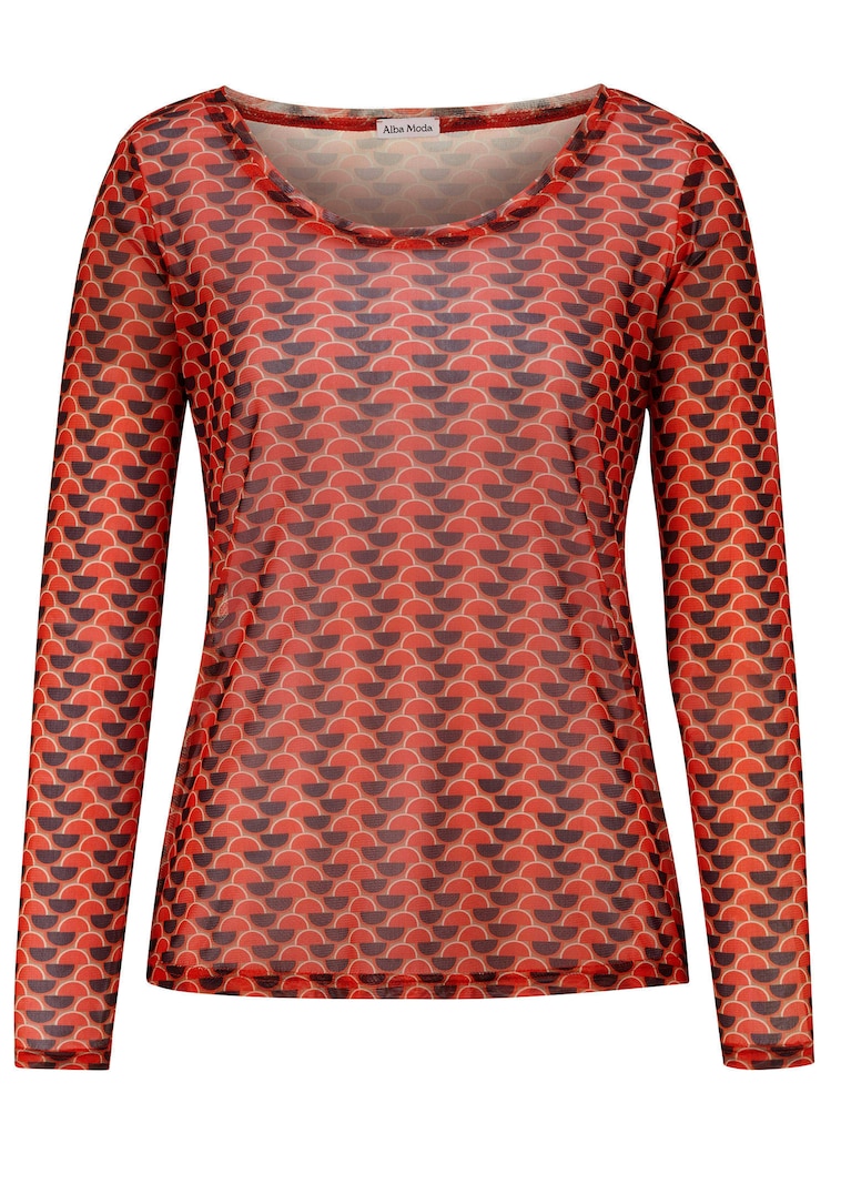 Onderhoudsarm shirt van mesh met grafische print