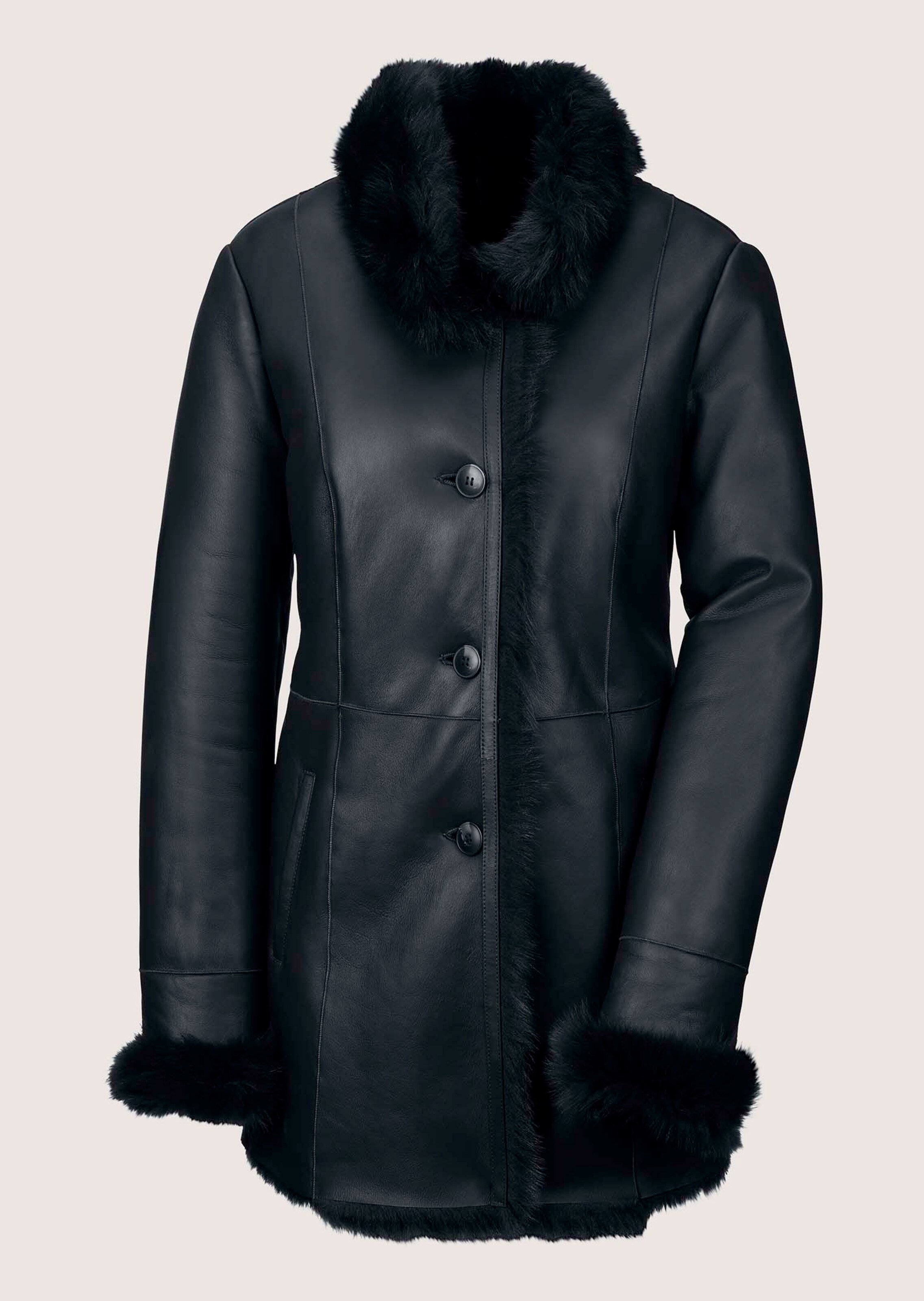 Lambskin jacket in navy | MADELEINE Fashion