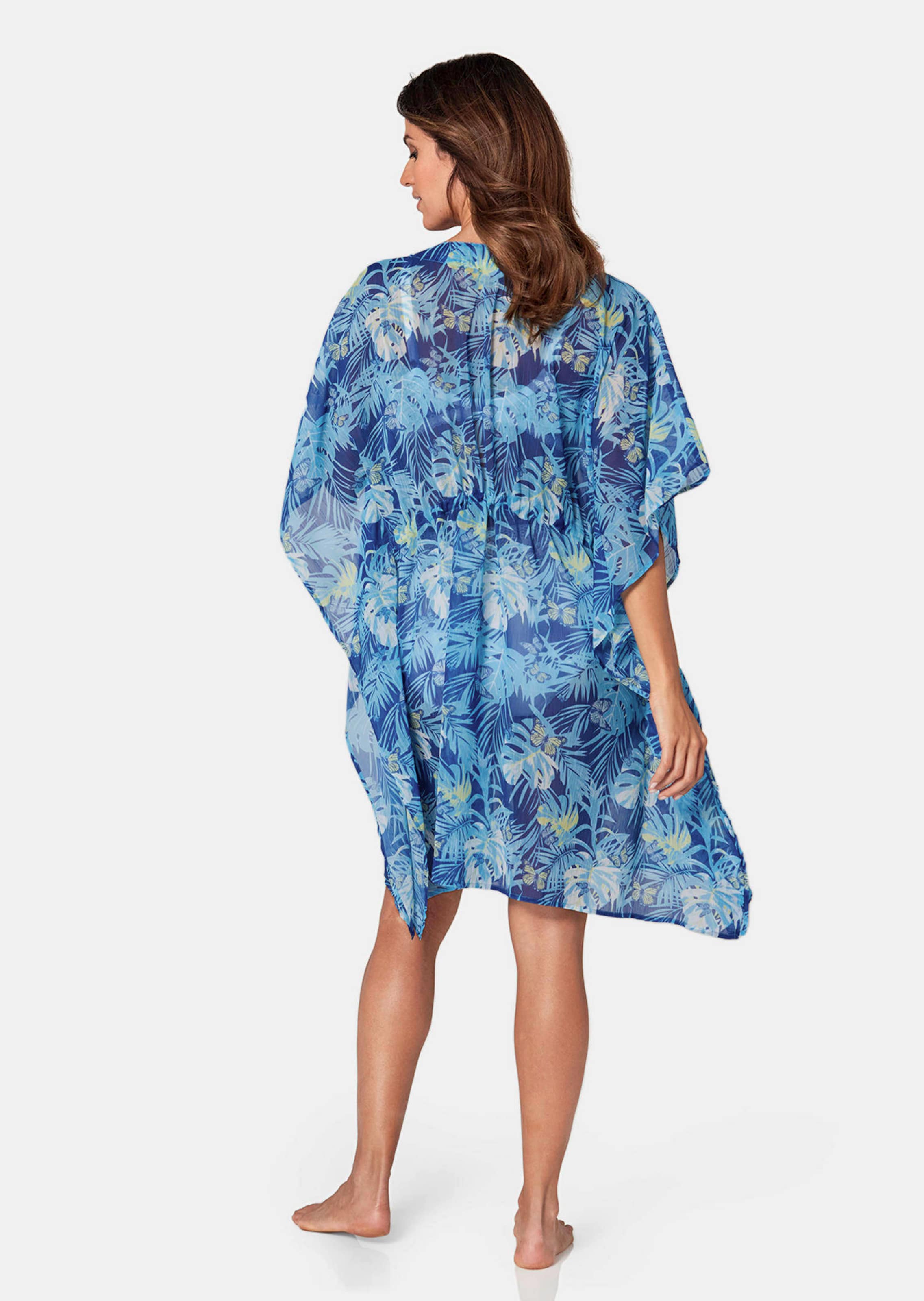 Tunique de plage avec ruban à nouer - bleu roi / turquoise clair / à motifs - Gr. L de Goldner Fashi