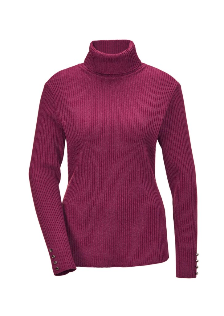 Eleganter Rollkragenpullover mit optischen Knöpfen