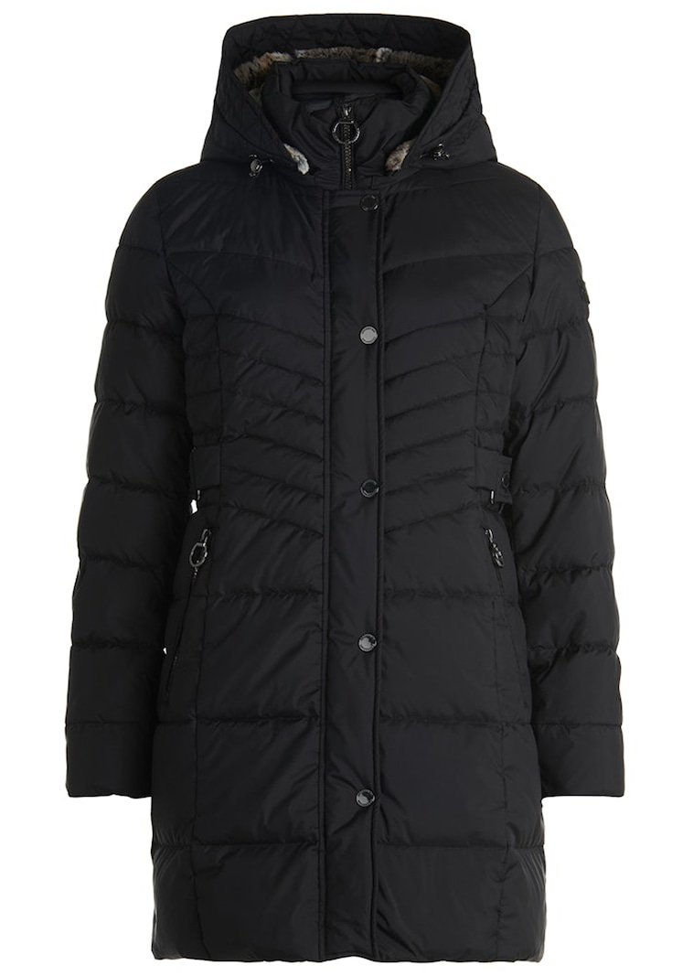 Manteau matelassé avec capuche en tissu fourrure