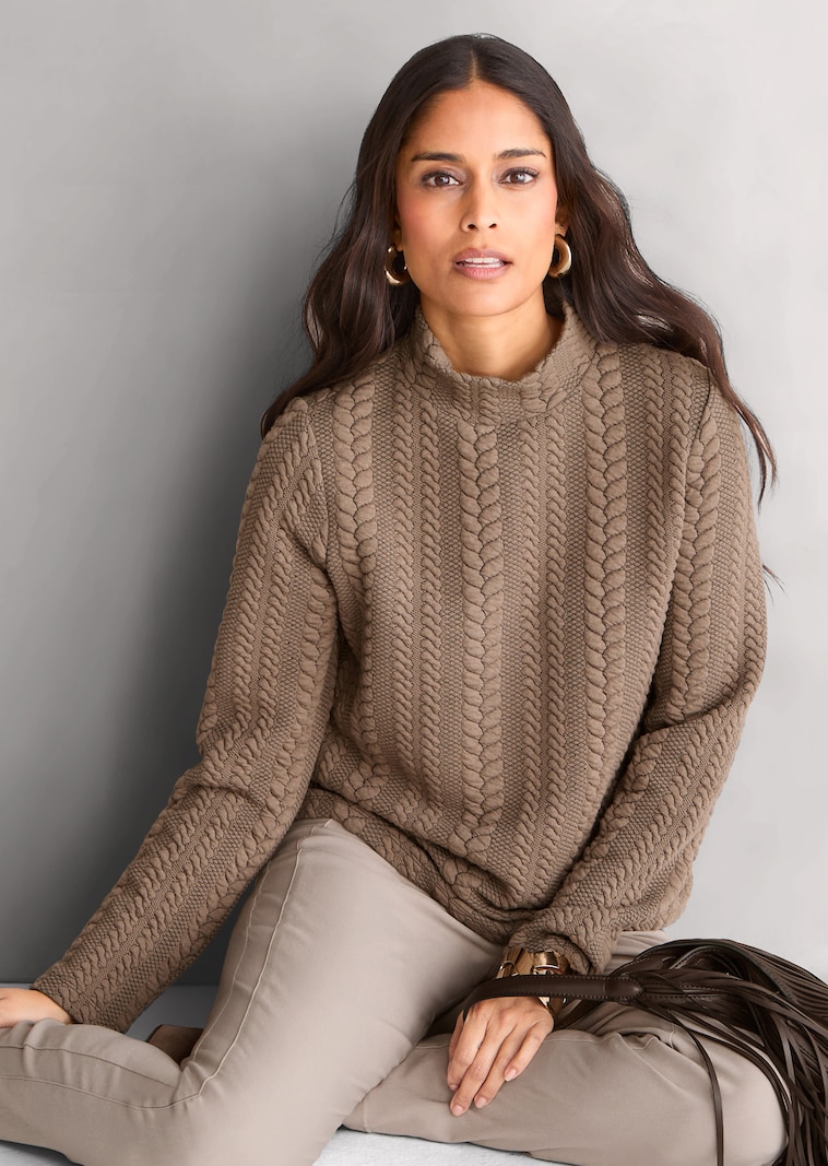 Sweatshirt mit Zopfstruktur