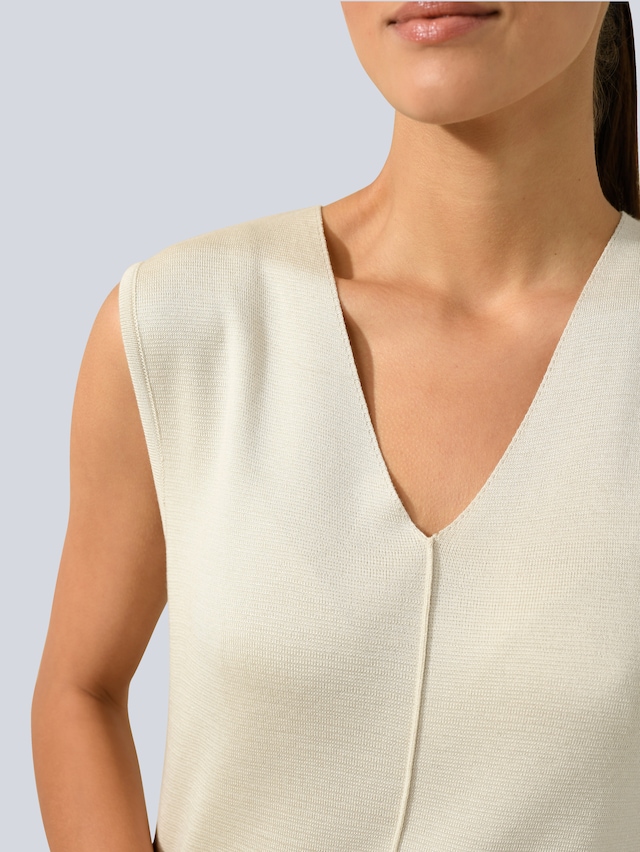 Strickkleid ärmellos mit V Ausschnitt