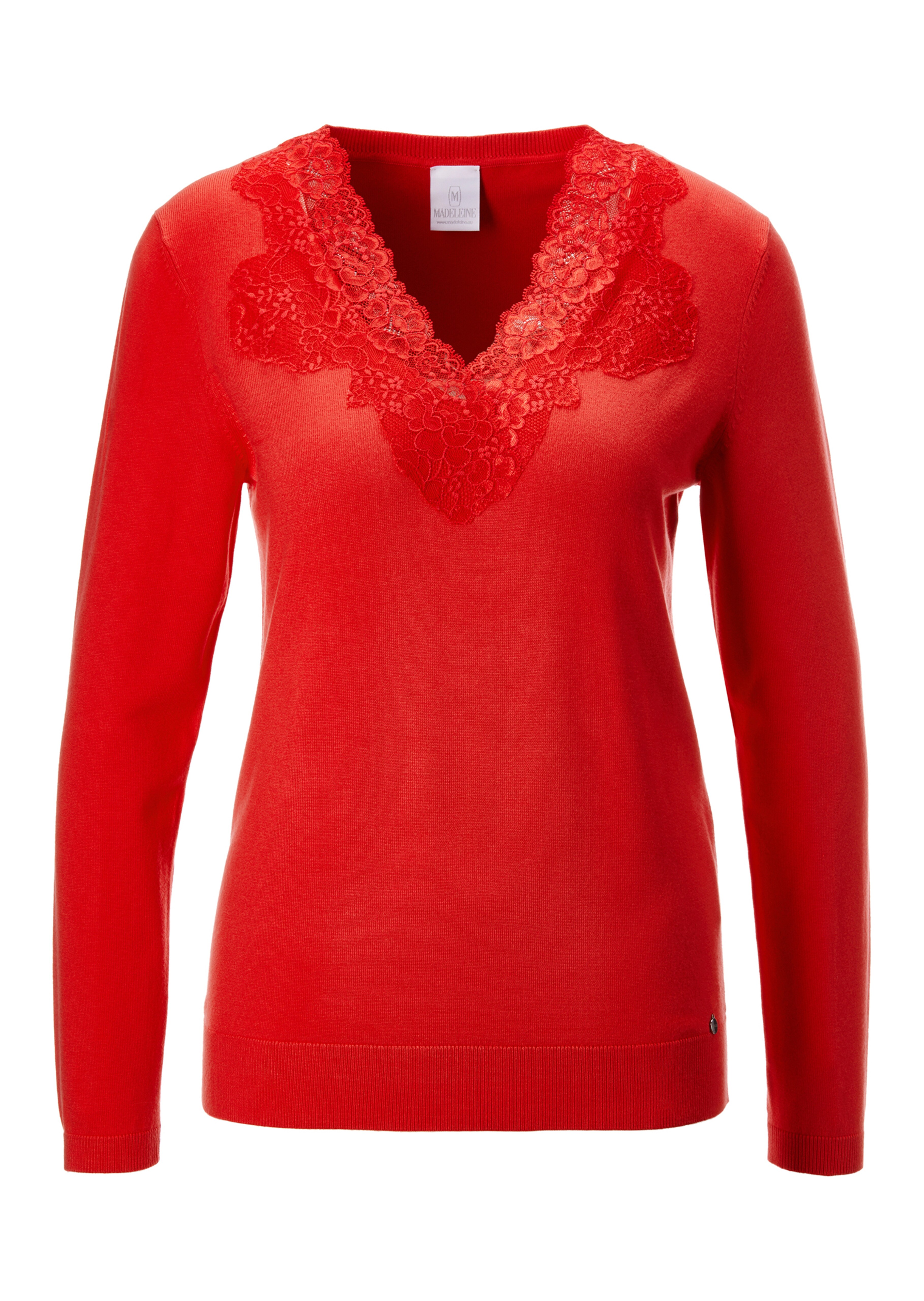 Strickpullover mit Spitzenbesatz