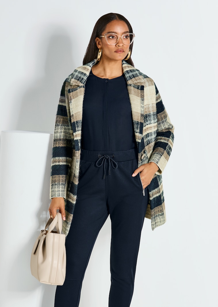 Strickmantel mit Karo-Muster