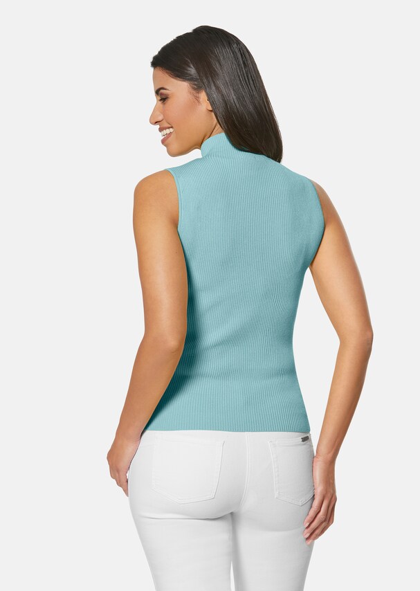 Sleeveless rib knit jumper with stand-up collar 2