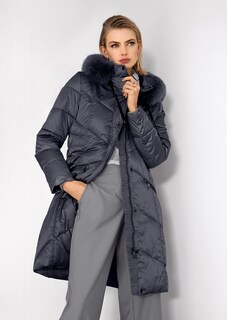 Lange Kapuzen-Jacke mit Webpelz thumbnail 1