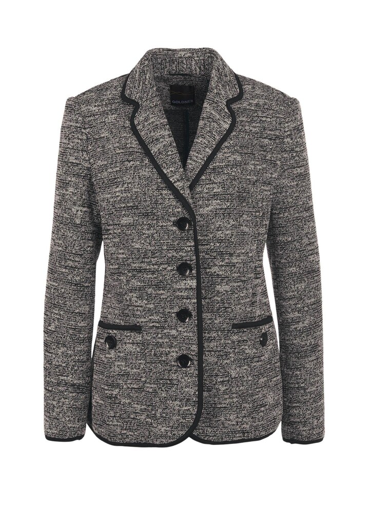 Bouclé-Blazer mit Kontrastpaspel