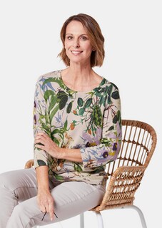 Dezenter Pullover mit Blumenmotiv thumbnail 3