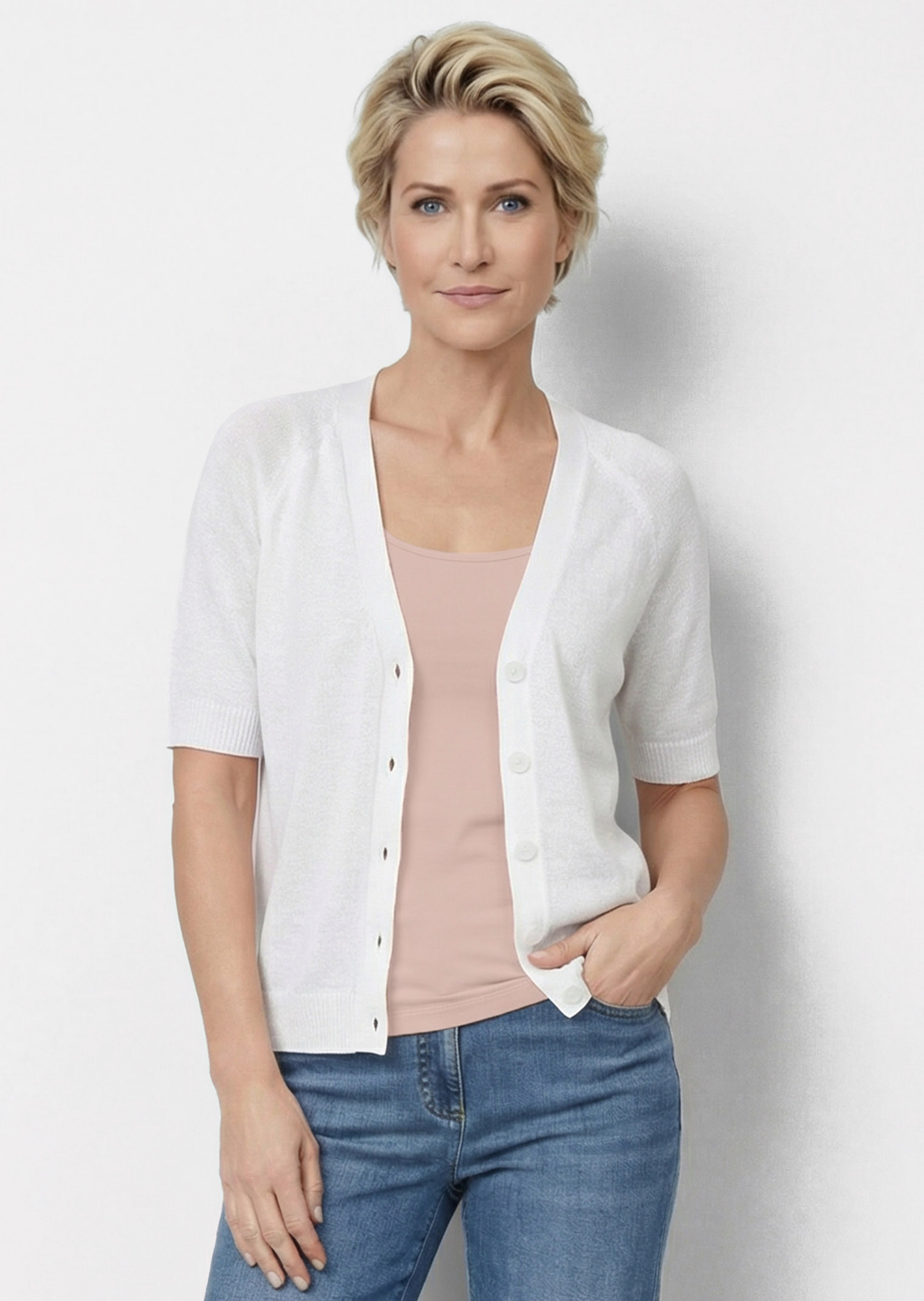 Strickjacke aus kühlem Bändchengarn