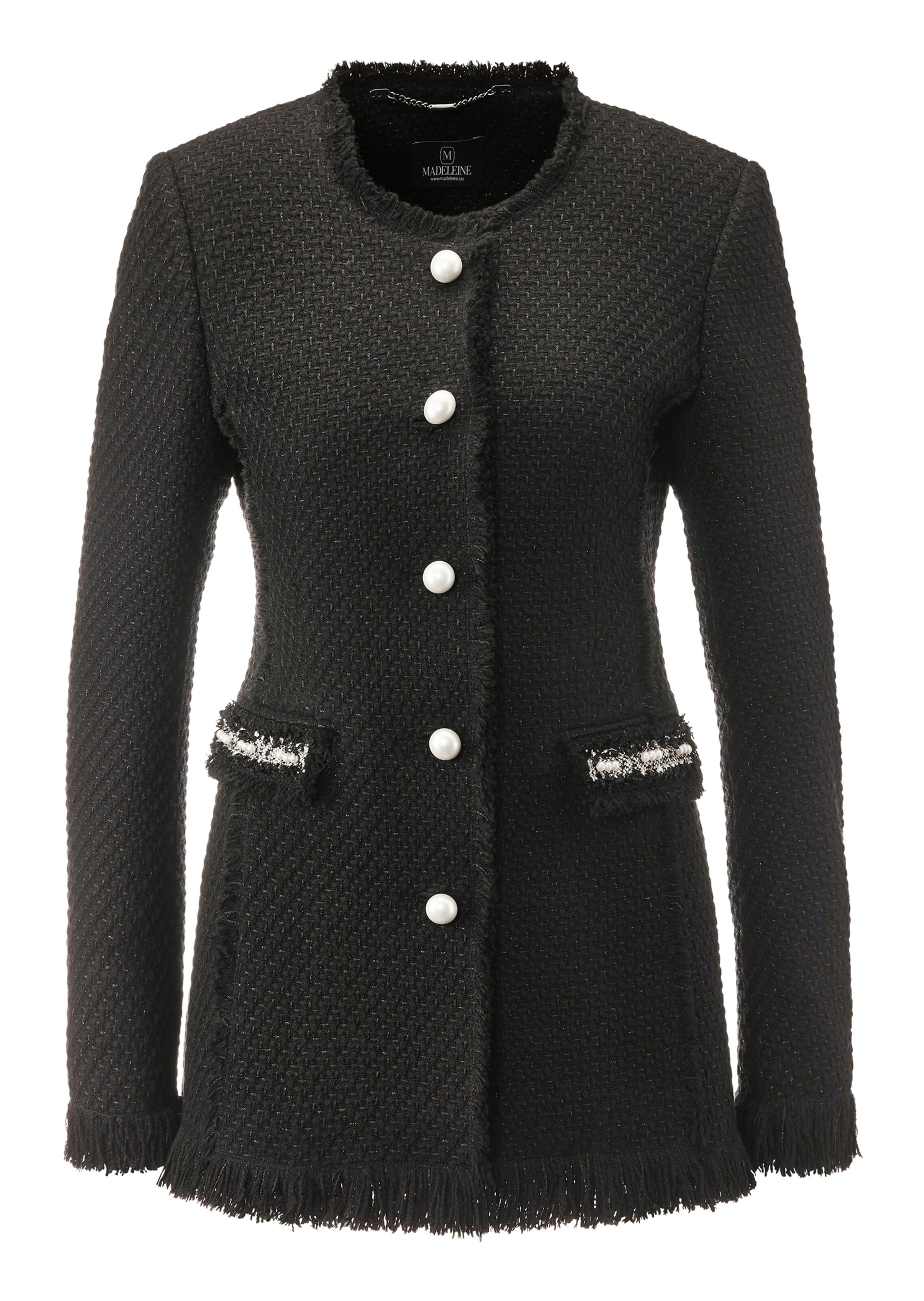 Longblazer mit Perlendekoration und Fransen