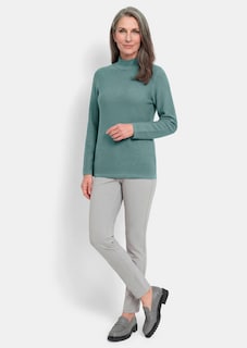 Fijn gebreide tricot pullover met opstaande kraag thumbnail 2