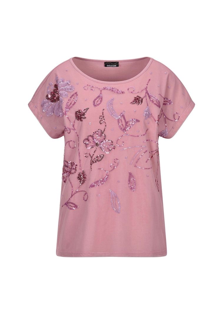 T-shirt raffiné en étoffe filet pailletée