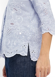 Baumwollbluse mit Streifen und Blütenstickerei thumbnail 4