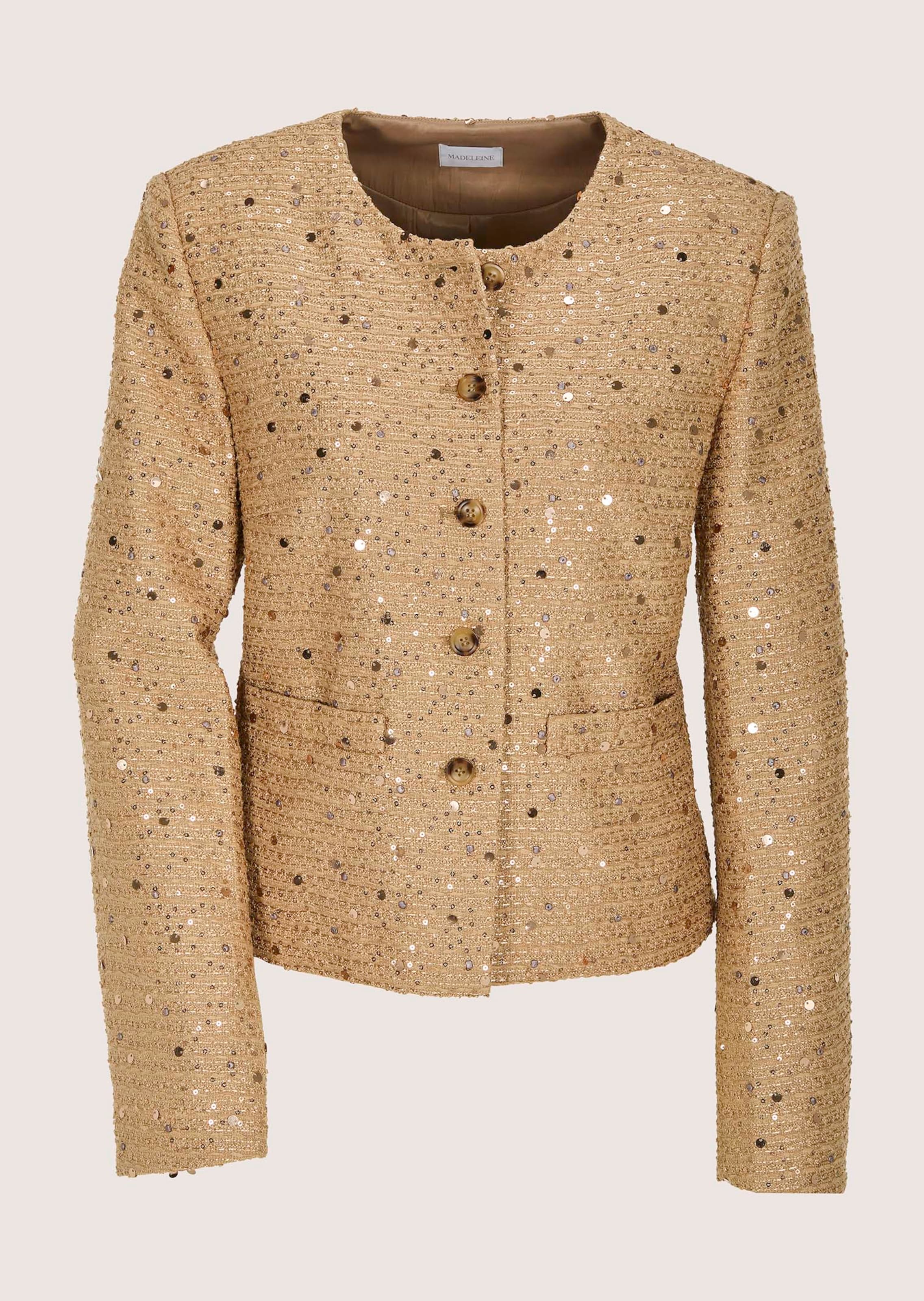 Kragenloser Kurzblazer mit Pailletten