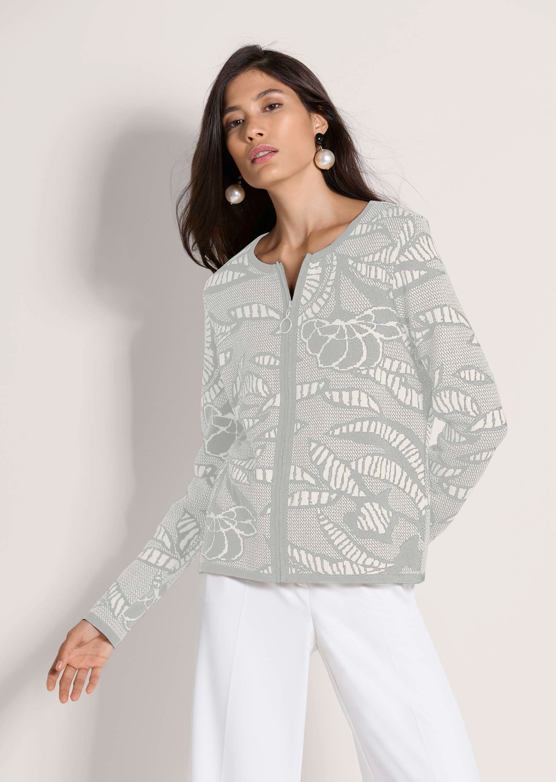 Blazer en maille à imprimé jacquard et zip