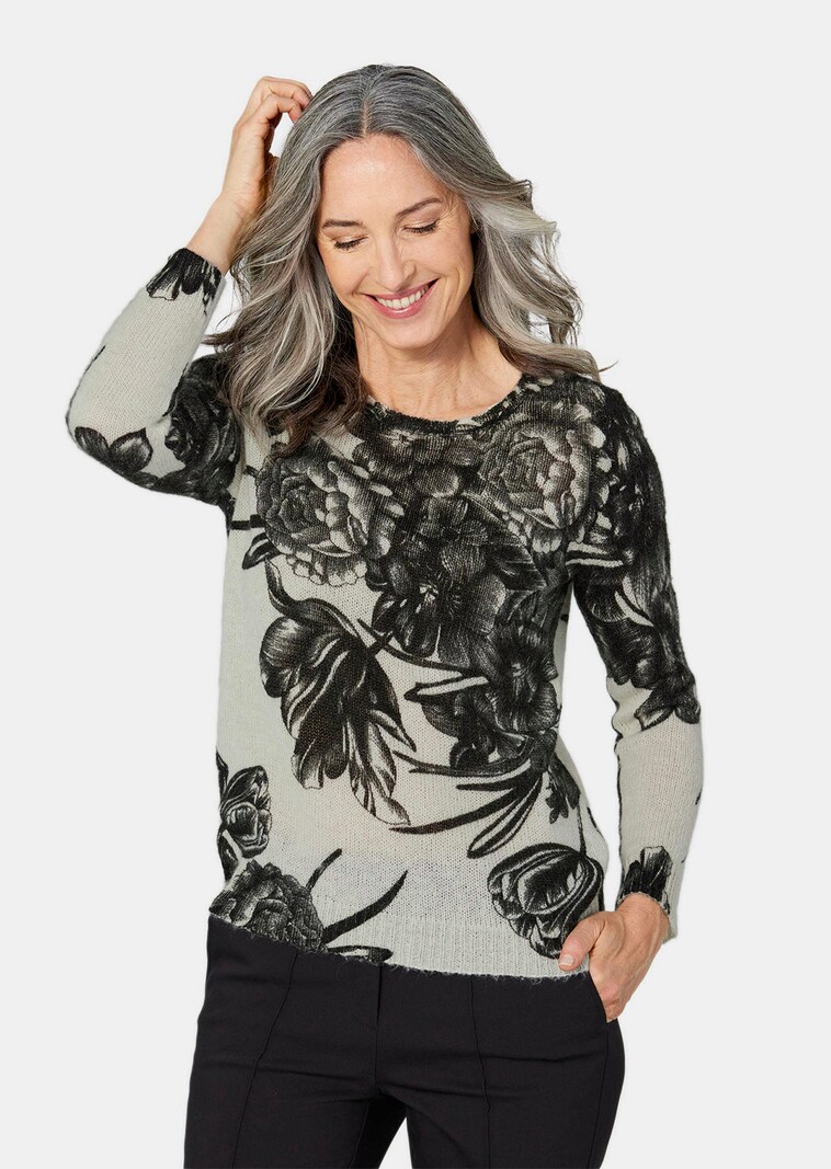 Tricot pullover met bloemenprint