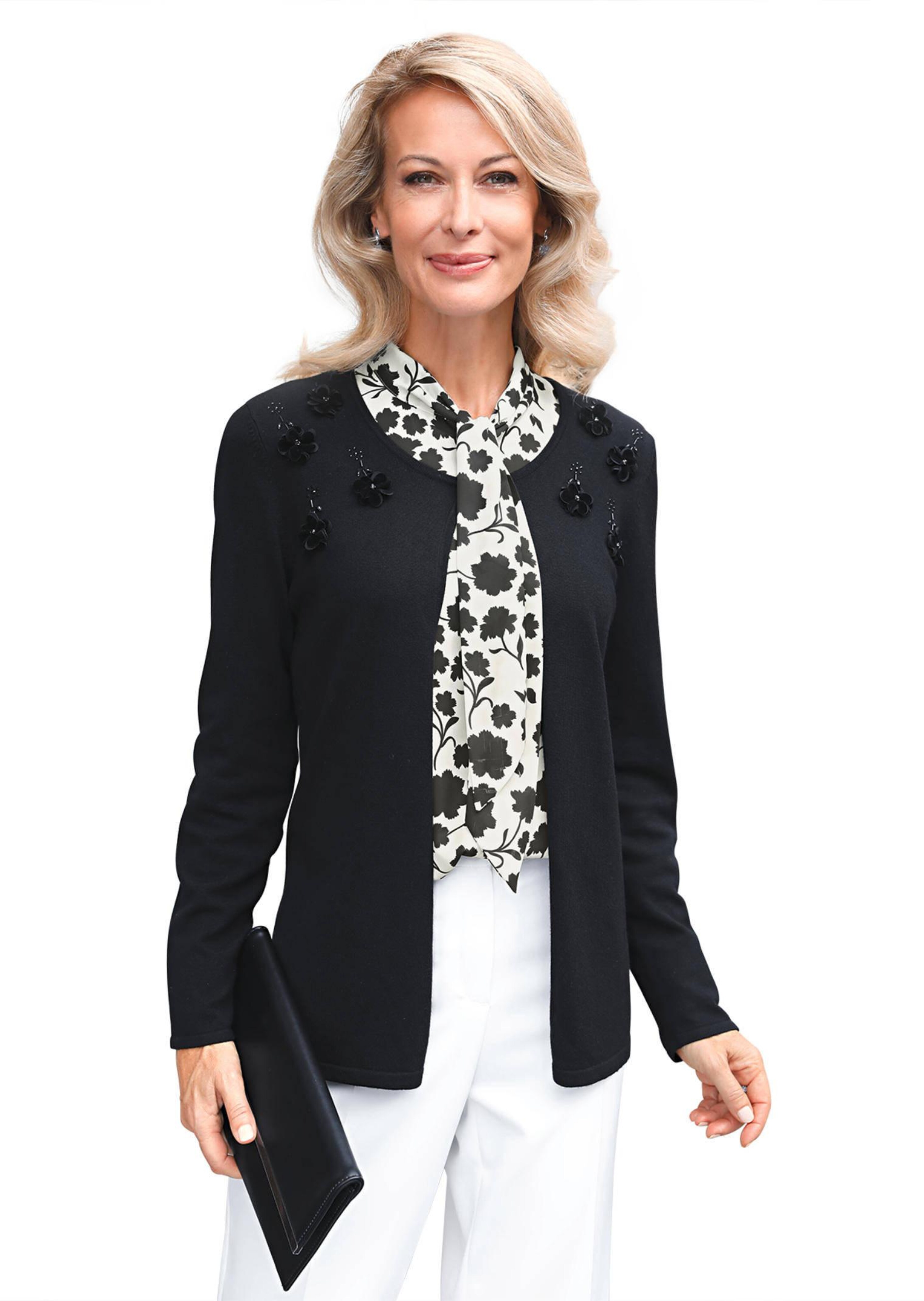 Weiche Strickjacke mit funkelnden Applikationen