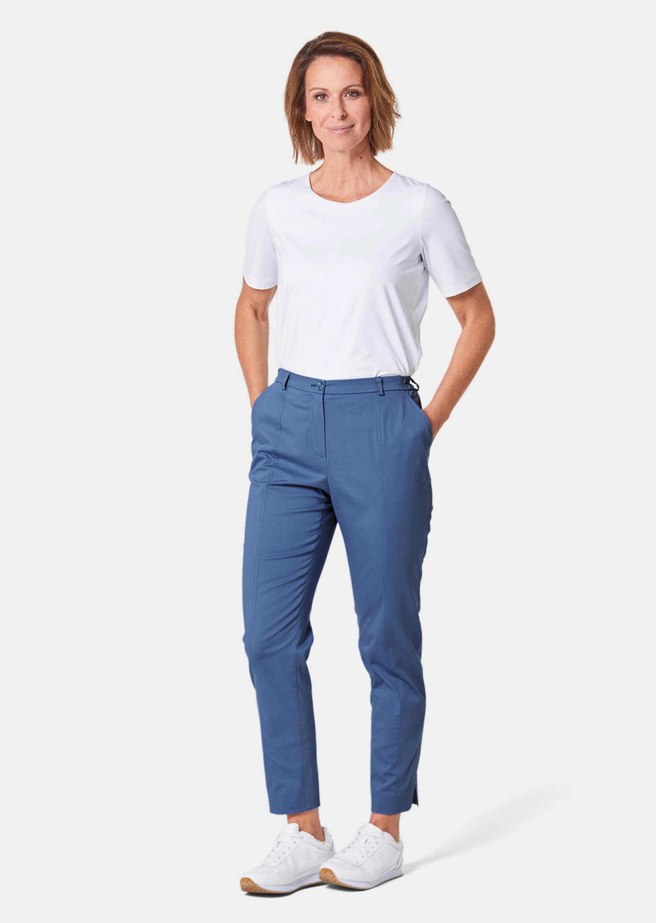 Pantalon CARLA en satin agréable à porter - bleu - Gr. 285 de Goldner Fashion