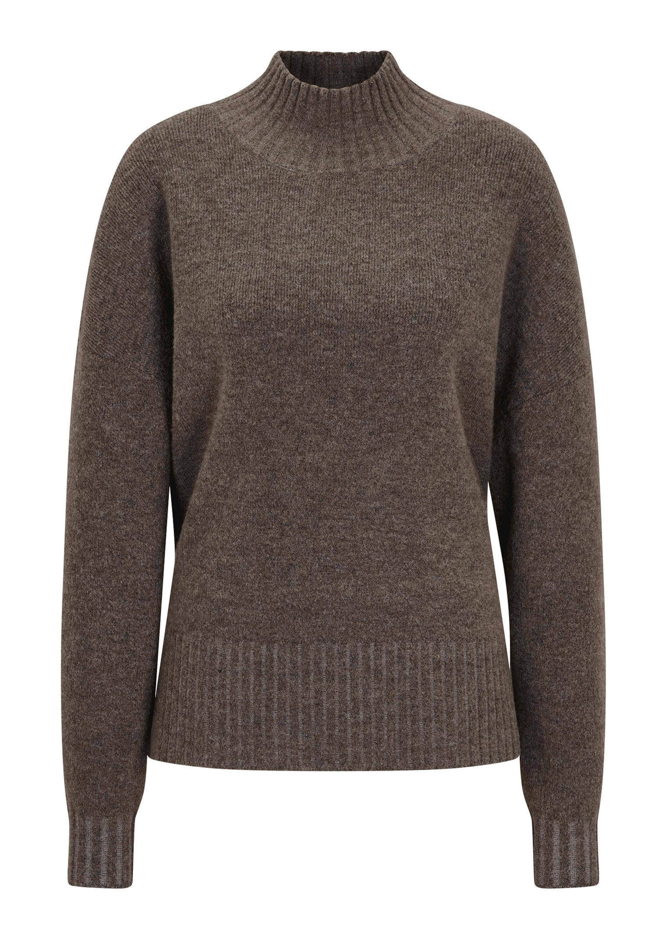 Strickpullover mit hohem Strickbund am Rundhals