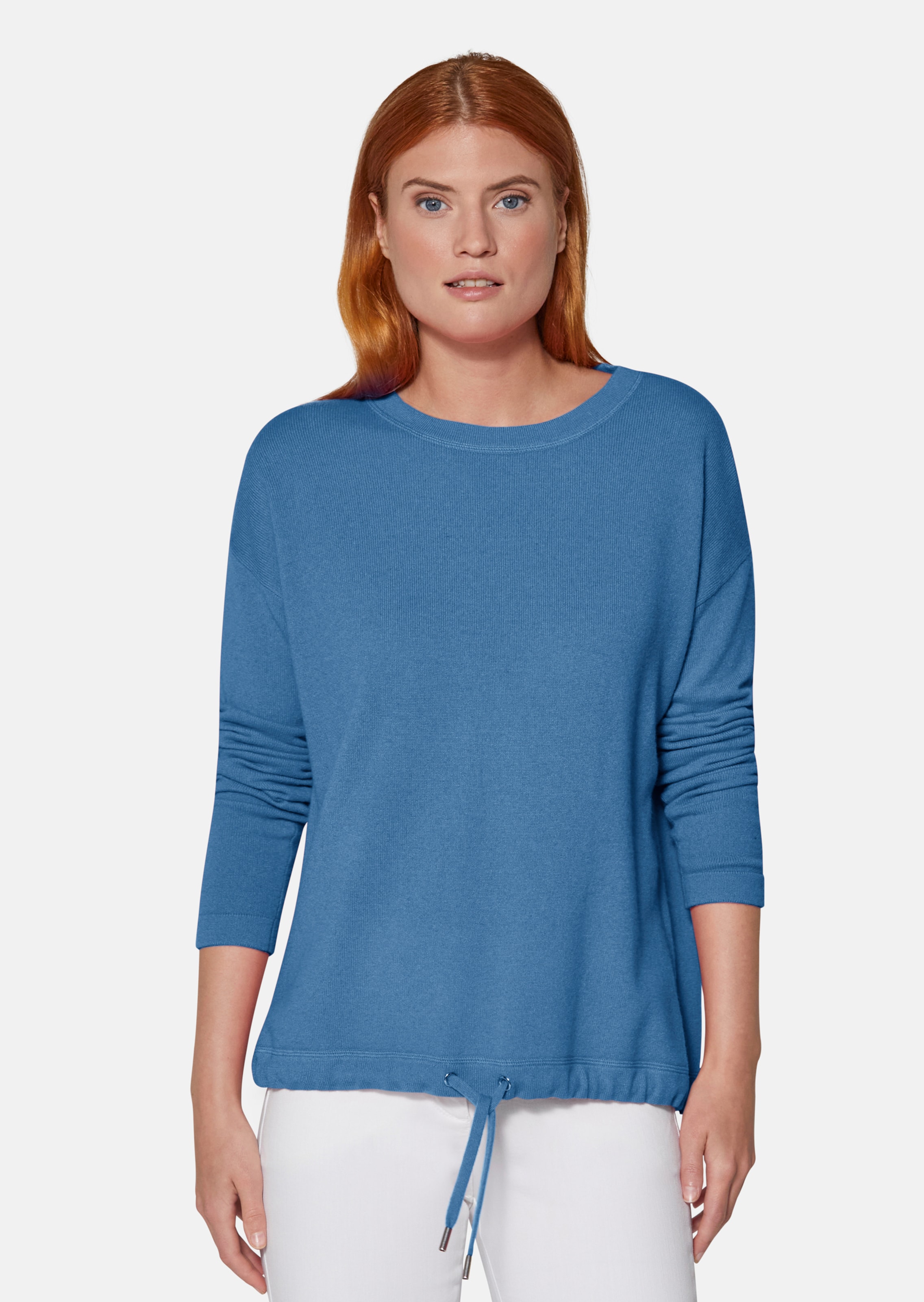 Boxy style cashmere jumper in light cobalt blue MADELEINE Fashion