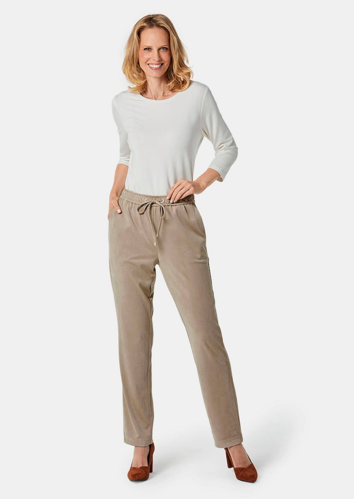 Bi-elastische Hose LOUISA in superweichem Veloursleder-Look