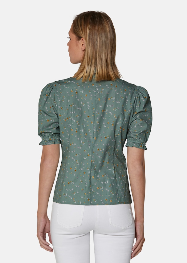 Blouse with milles-fleurs print and short puff sleeves 2