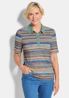 Geringeltes Poloshirt aus Viskose-Jersey thumbnail 1