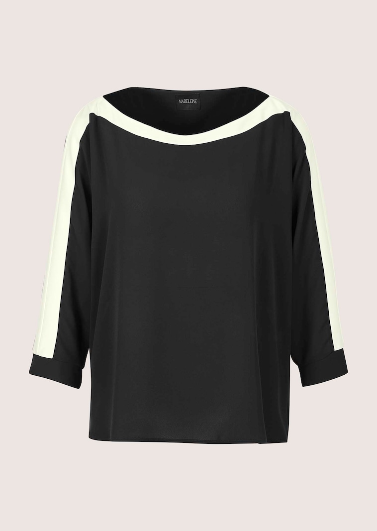 Blouse color block à manches 3/4