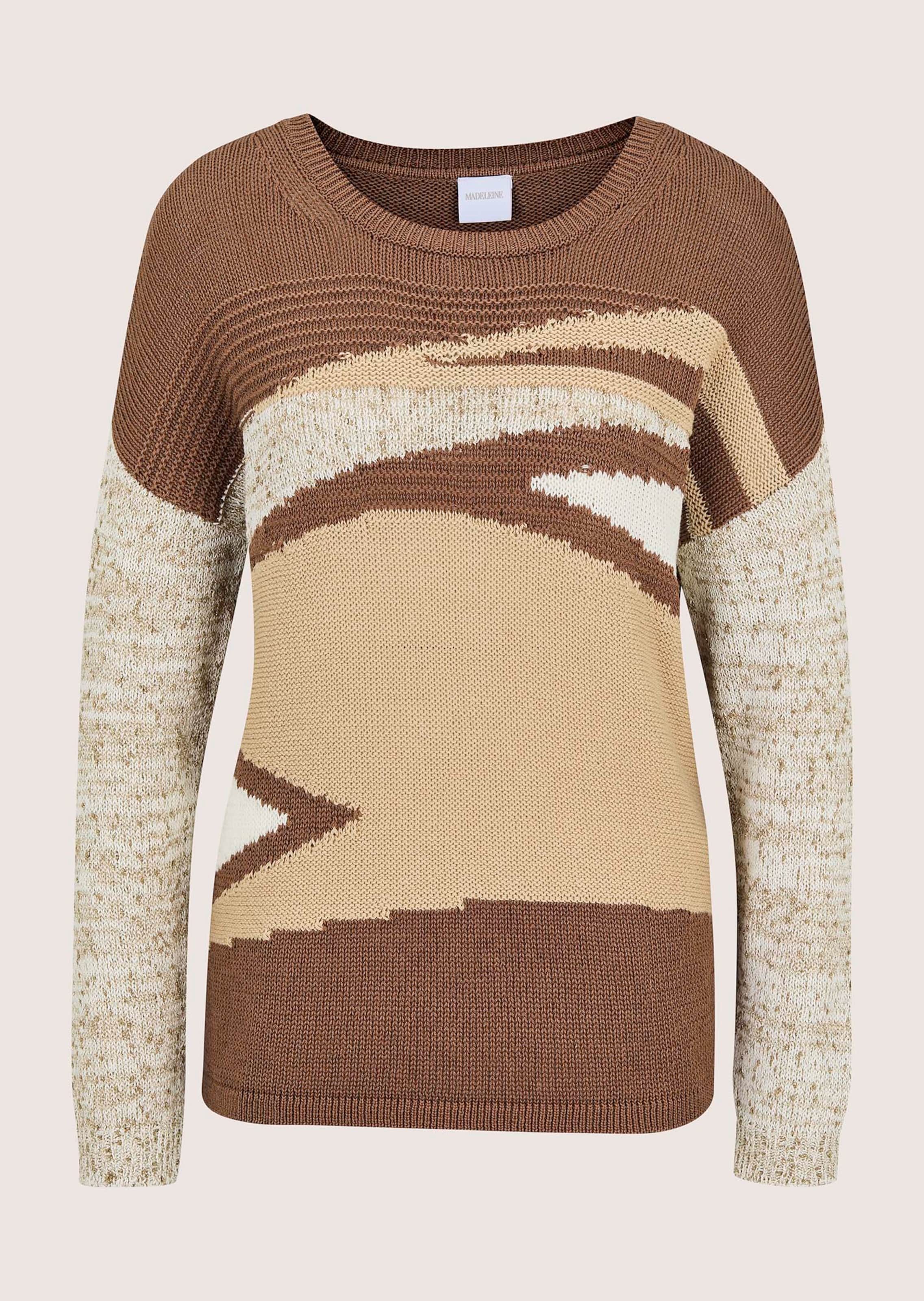 Rundhals-Pullover mit Intarsien