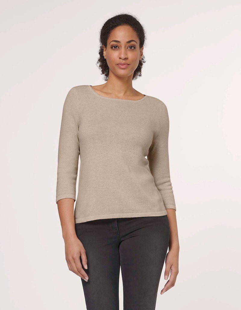 Kaschmirpullover mit U-Boot-Ausschnitt