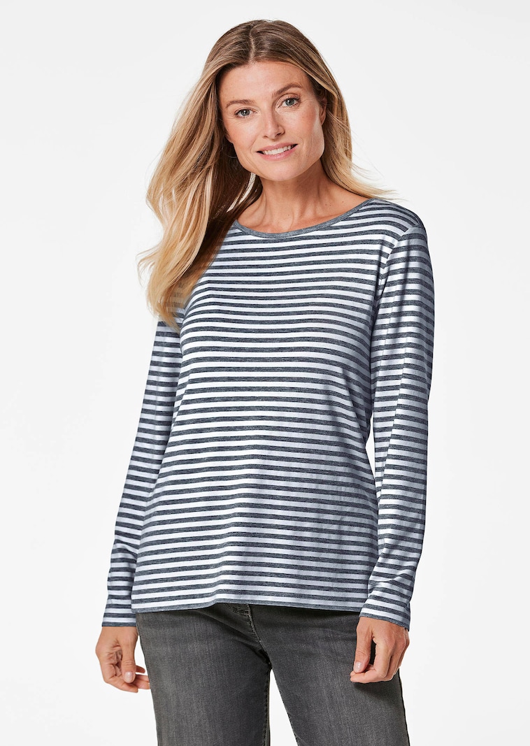 T-shirt rayé à encolure bateau