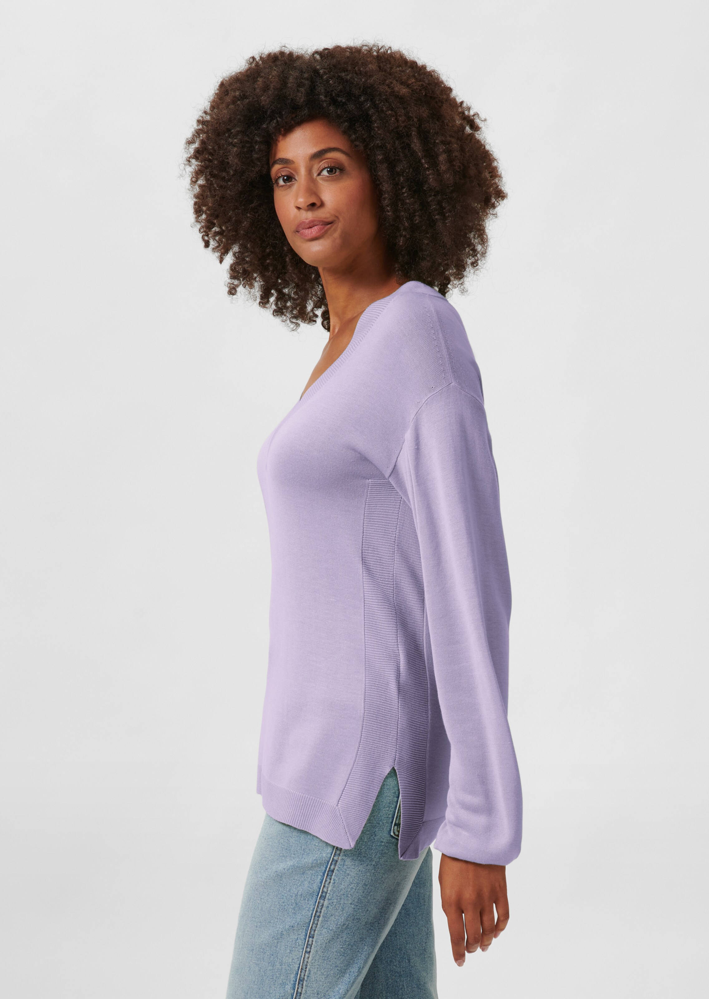 Oversized jumper with V neckline in mauve MADELEINE Fashion