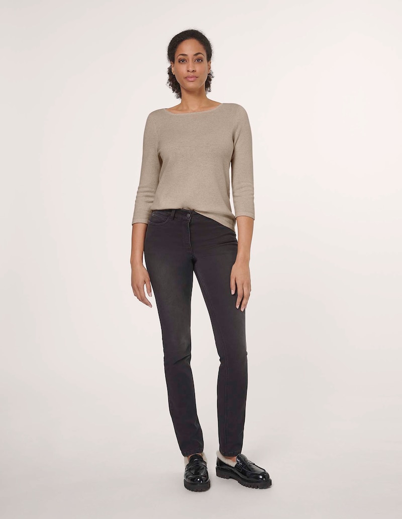 Kaschmirpullover mit U-Boot-Ausschnitt