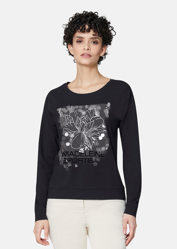 Sweatshirt with decorative flower print