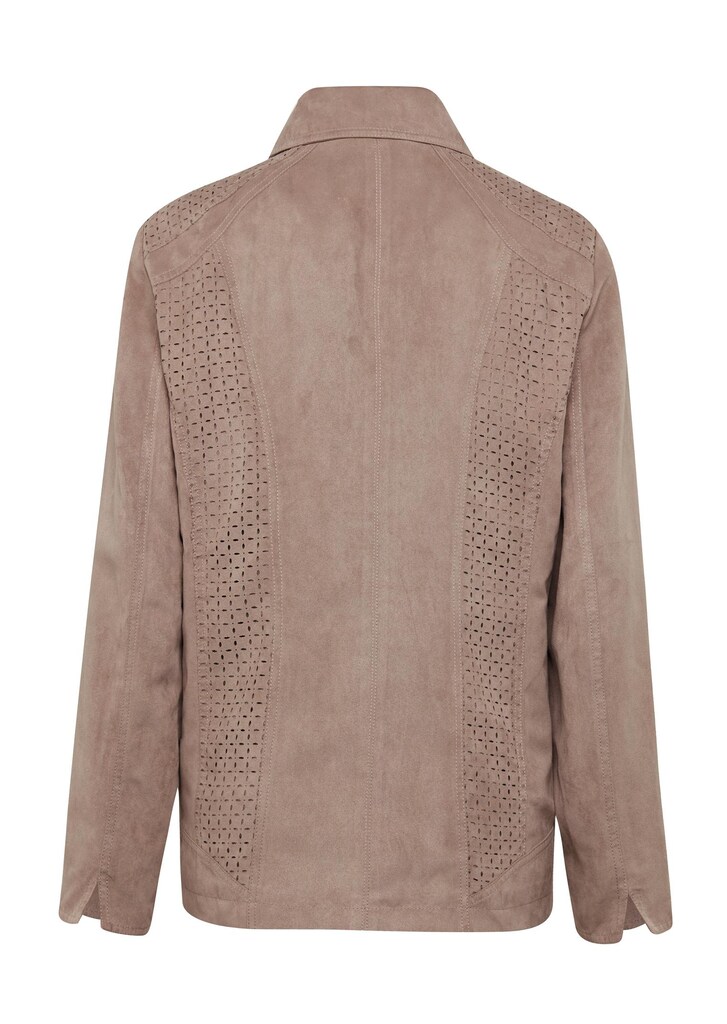 Velourslederimitat-Blazer mit Perforierung