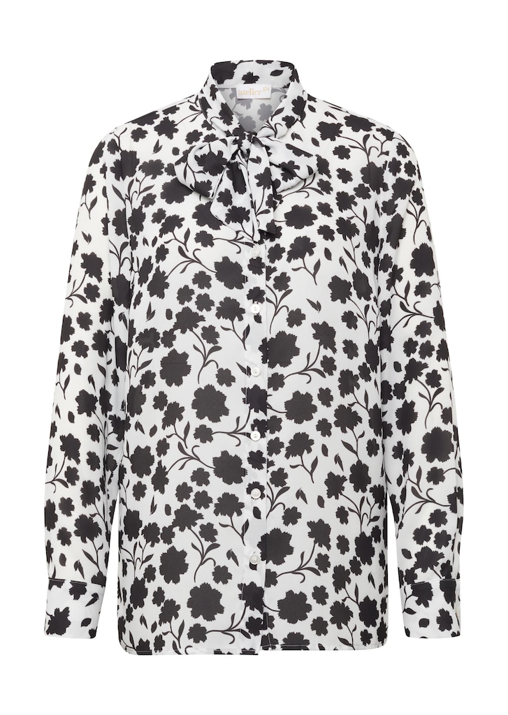 Luchtige blouse met kraagstrik en bloemenprint 1