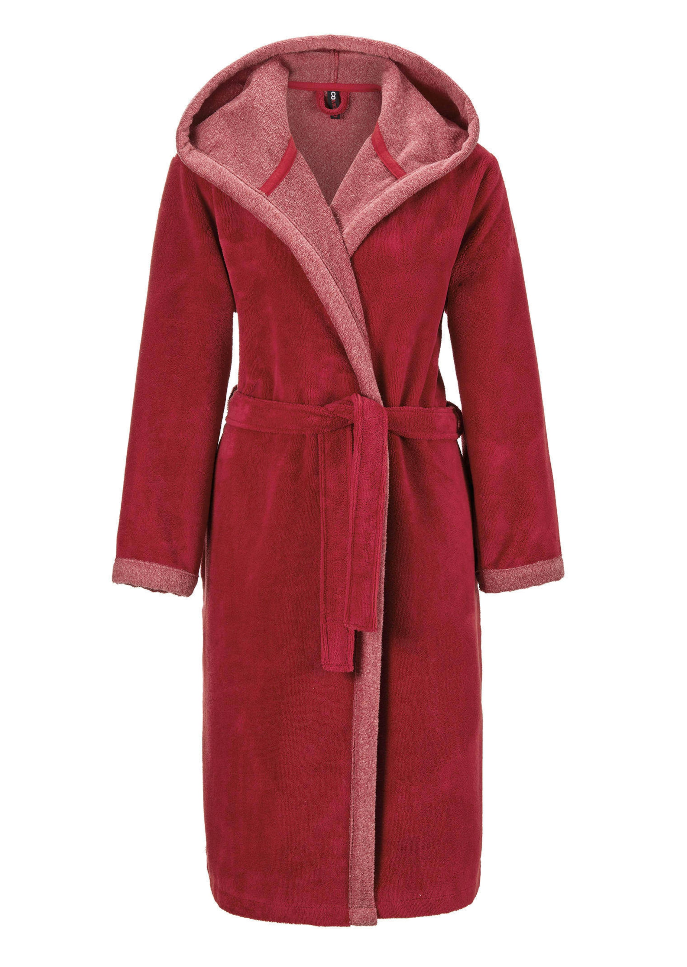Flausch-Hausmantel mit Kapuze in Wickelform