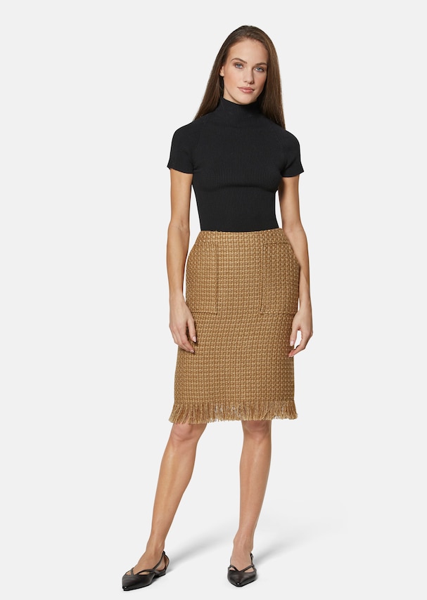 Tweed skirt with fringed hem 1