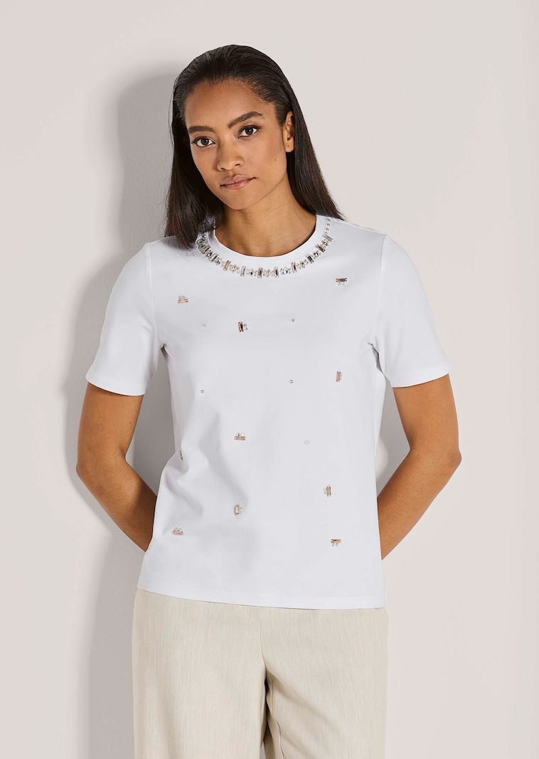 Rundhals-Shirt mit Glanz-Akzenten