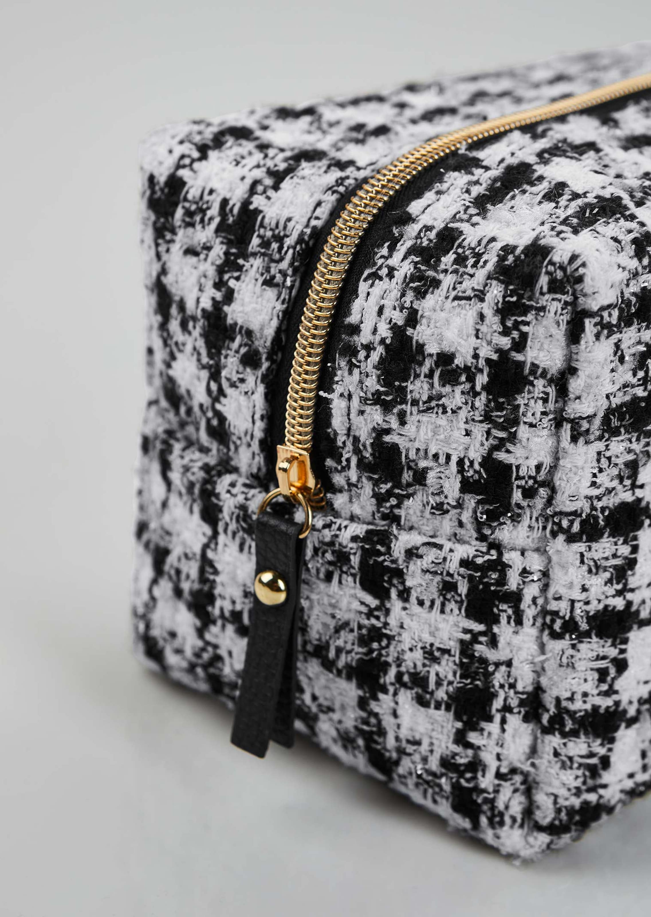 Trousse à maquillage en tissu bouclette - schwarz / weiß / à motifs - Gr. 0 de Goldner Fashion