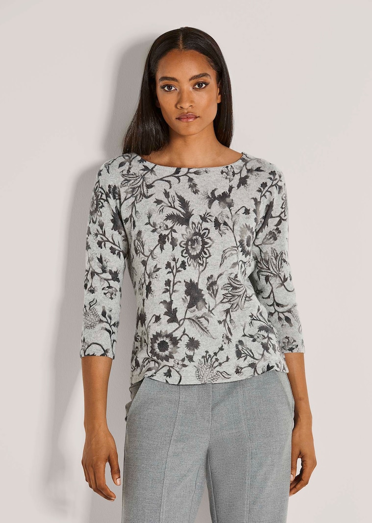 Kaschmir-Pullover mit floralem Print