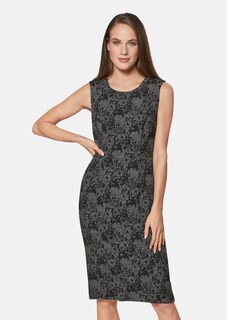Sleeveless shift dress with elegant print thumbnail 1