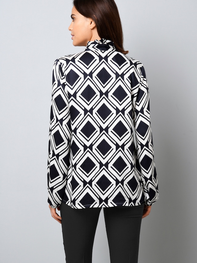 Bluse mit Stehkragen und Bindebänchen 1